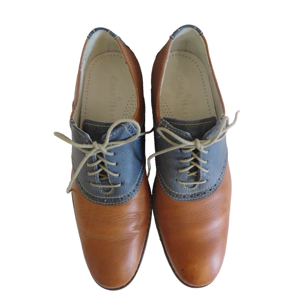 Vintage Cole Haan Saddle Oxford Shoes Two-Tone Leather Mens size 8.5  Brown/Blue - Picture 8 of 9